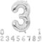 Unisun Number Balloons, 40inch Large Silver Number 3 Foil Mylar Helium Balloons for Birthday Party Celebration Decoration