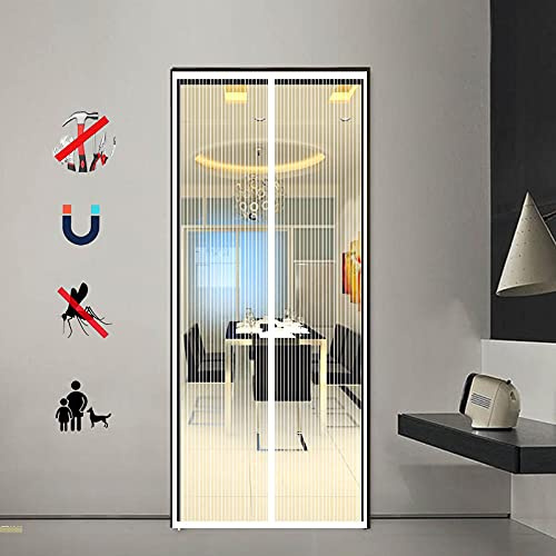 Moustiquaires pour Portes, pour Couloirs Portes Patio Anti Moustiquaire porte Magnétique, Moustiquaire de Porte Fermeture Automatique Installation Facile Sans Outils, 100x210cm