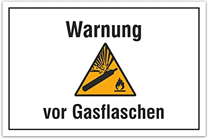 Aluverbund Hinweis Schild 30x20cm Wetterfest Rostfrei Kratzfest UV beständig - Warnung vor Gasflaschen