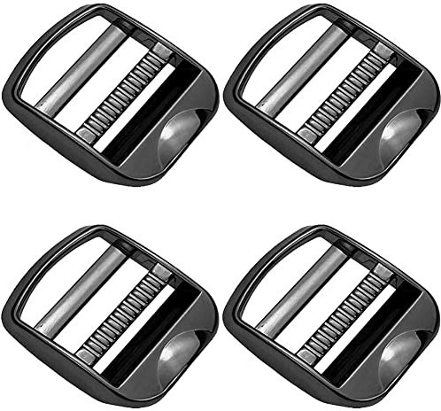 Zinc Alloy Buckles, Metal Ladder Lock Buckle Slider Adjustable for Backpack Strap Accessories 25mm(Black) (4 pack), 4 Pack, Medium