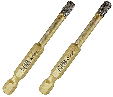NBB Forets diamantés brasés avec tige hexagonale, connexion rapide, pour le perçage à sec sur la céramique, le carrelage, le granit, le marbre, utilisés sur une perceuse à cordon ou sans fil (2, 5mm)