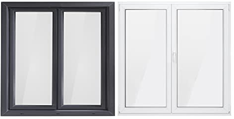 Bastion Fenster 2 Flügel Dreh Stulp, 2-fach Verglasung RC2 BA außen anthrazit/innen weiß 70 mm Profil (1000x1000 mm Rechts)