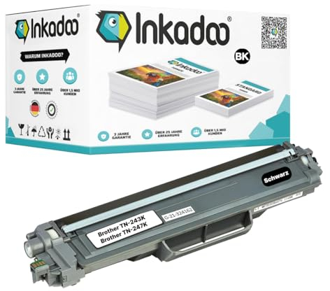 Inkadoo Toner für Brother TN243, TN247 Schwarz, MFC L3750CDW, DCP-L3550CDW, Toner MFC-L3750CDW, MFC-L3770CDW, MFC-L3710CW, MFC-L3730CDN, HL-L3230CDW, HL-L3210CW Kompatibel Tonerkartusche