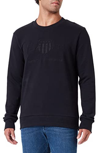 GANT Herren REG Tonal Shield C-Neck Sweat Pullover, Black, XL