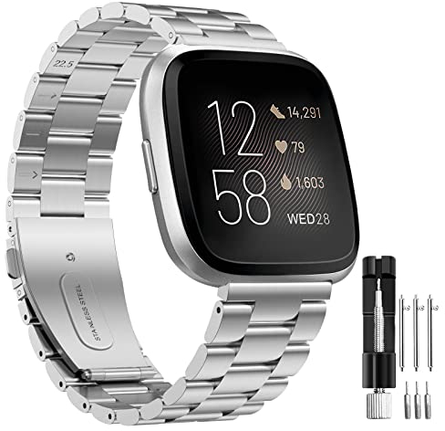Hatolove Bracelet Compatible avec Fitbit Versa 2 Bracelet/Fitbit Versa Bracelet, Bracelet Montre en Acier Inoxydable compatibles avec Fitbit Versa/Versa 2/Versa Lite