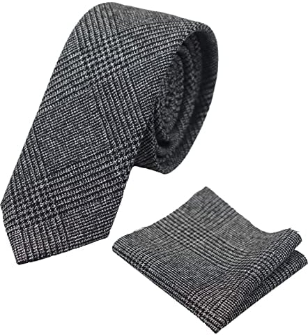 TruClothing.com Herren-Tweed-Krawatte mit Fischgrätenmuster Karo Klassisch Blau Braun Grau Schwarz - grau-ak10 One size