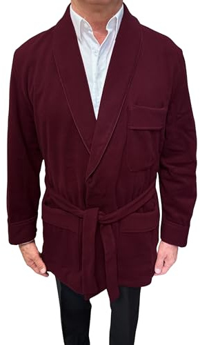 Kurzer Morgenmantel für Herren, aus Wolle und Kaschmir, Modell Schal, klassisch, Art. London, bordeaux, XS