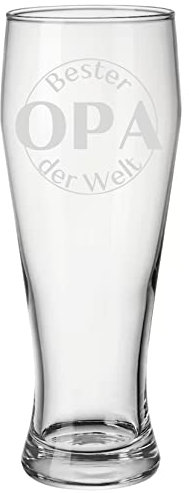Bierglas 500ml mit Gravur Bester Opa der Welt - Geschenkidee Papa - Weizenbierglas - Geburtstagsgeschenk - Großvater - Bier - Vatertag Geschenk (Bester Opa Bier)