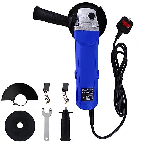 750W Corded Angle Grinder 115mm Grinding Disc with Auxiliary Handle, Wrench and Carbon Brush, Soft Start, for Sanding Cutting, Grinding, Polishing and Sharpening