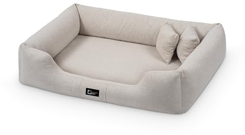 exclusive BED Orthopädisches Hundebett Bruno Grosse Mittelgroße Kleine Hunde - Hundekissen Hundematte aus Aura-Stoff - Memory Foam Kuschelig Langlebig Abriebfest Reißfest (XL, Cremefarben)