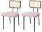 2er-Set Esszimmerstuhl HWC-K88, Lehnstuhl Stuhl, Holz Poly-Rattan Metall Bouclé - Stoff/Textil rosa
