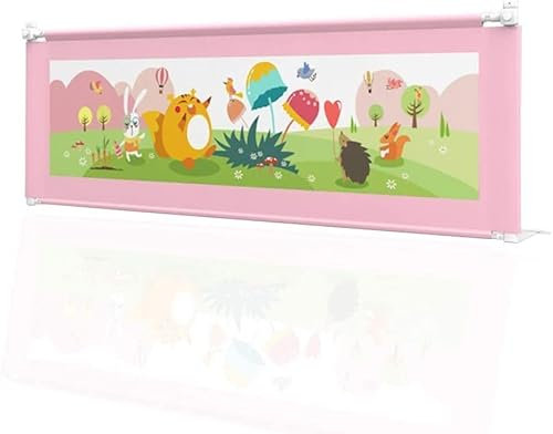 HAPPLiGNLY Bettgeländer, extra langes vertikales Anheben mit belüftetem Netz für Zwillinge, Doppelbetten (1 Seite) (Color : Pink, Size : 180cm)