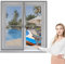 Fliegengitter Fenster 55 x 185 cm, Insektenschutz Insektenschutzgitter Terrassentür, vollmagnetisch, schließt automatisch für Windows/Wohnzimmer Fenstern, Grau