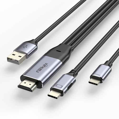 HDMI auf USB C Kabel, 8,2 Fuß 4K60Hz, HDMI-Quelle und Stromversorgung auf USB C Display-Konverter, für Xbox PS5 Steam Deck Dock auf Studio Display, Nreal, Xreal, Xreal Beam, Rayneo