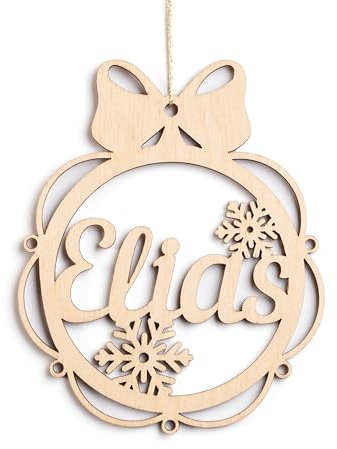KS Laserart - Personalisierte Weihnachtskugel aus Holz mit Namen - Weihnachtsschmuck Ornament Weihnachtsbaum Dekoration - Geschenk Weihnachten (Motiv 03)