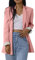 Blazer - Giacca da donna fluida in poliestere, con colletto a risvolto, tinta unita, casual, maniche lunghe, per ragazze, calde, autunno e sport, 01-rosa, 4X-Large