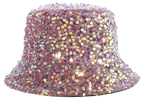Mawjom Modischer Damenhut – Glitzer-Winter-Bowler-Derby-Hut mit Pailletten, Größe: S-M, Pink, M/L