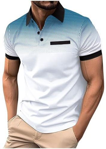 Funktions Poloshirt Herren Casual Kurzarm T-Shirts Leichtes Baumwolle Oberteile Bunte Farbverlauf Golfshirts Schnelltrocknend Atmungsaktiv Sportshirt Tennis Arbeit Polohemd Tops