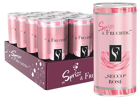 Süss & Fruchtig Secco Rosé - 12x 0,2l Sekt-Dosen aus Württemberg | Spritzige Weinschorle mit Erdbeer- und Cassisnoten, ideal für Picknick, Festival oder Mädelsabend, Pfandfrei genießen