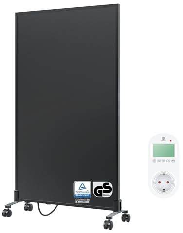 BR Bringer Infrarotheizung Standgerät - 800 Watt - Energiesparend - Mobile Elektroheizung mit Standfüßen auf Rollen, Steck-Thermostat - 5 Jahre Garantie, TÜV - Deutsche Qualitätsmarke (schwarz)
