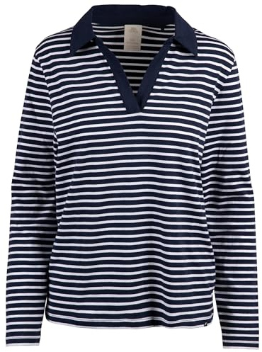 Trespass Langärmeliges Damen-Top aus Baumwolle mit offenem Kragen, Streifendesign, Brancine, Marineblau, XS
