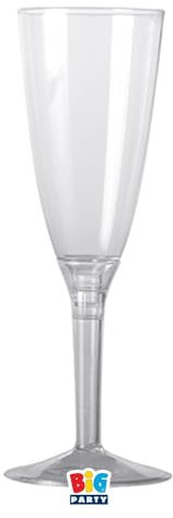 Big Party Calici Flute Crystal con Basi Colorate, Plastica Alta Qualità, Feste ed Eventi Speciali (Cristallo)