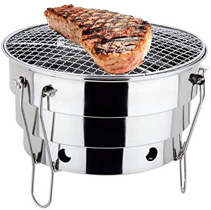 Grille de barbecue de table - Brasero portable pliable antirouille, fournitures de cuisine Grill à charbon intérieur et extérieur pour la randonnée en camping, pique-nique, randonnée