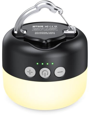 Campinglampe, LED Camping Laterne USB Aufladbar mit 5200 mAh, 4 Helligkeiten Leuchtmodi & Stufenlos Dimmbar & Eingebauter Starker Magnet Campingleuchte für Wandern, Notfall