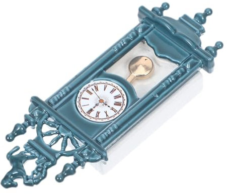ibasenice Puppenhausuhr-Anhänger Table Clock Retro Uhr Retro-Pendeluhr Kleine Uhr Kleine Dekoration Miniaturmöbel Zubehör für das Puppenhaus Pendeluhr Dekoration Miniaturuhr hölzern Blue