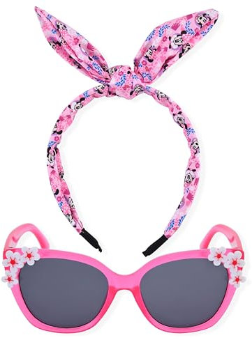 Minnie Mouse Lunettes de soleil pour filles avec étui à lunettes pour enfants, Bandeau Minnie