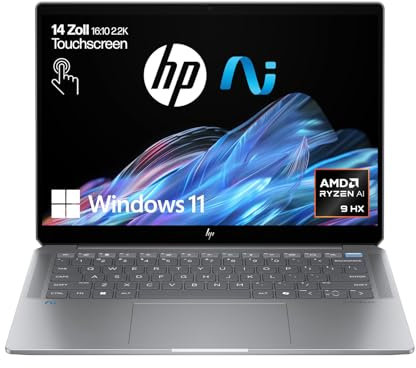 HP OmniBook Ultra Next Gen AI Laptop | AMD Ryzen AI 9 HX 375 mit dedizierte NPU für KI | 55 NPU TOPS | Copilot+ PC | 14 2,8K IPS Touchscreen 400 Nits | 32 GB RAM | 1TB SSD | QWERTZ | Win11 | Silber