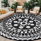 Capslpad Tapis de pique-nique rond bohème pour extérieur, imperméable, réversible, portable, résistant aux UV, intérieur/extérieur, tente, camping-car, balcon, terrasse, 300 cm, noir