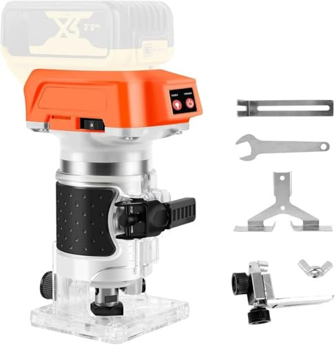 Router a batteria senza fili per DeWalt, fresatrice a mano senza spazzole, per DeWalt 20 V MAX, 30000 giri/min, 800 W, 6 velocità, per lavorazione del legno, scanalatura, intaglio (senza batteria)