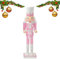 JIEBWCHA Rosa Nussknacker Ornament, Rosa Nussknacker Figuren Deko, Rosa Weihnachtsnussknacker, 30cm Weihnachtsdekoration Nussknacker Soldat, Handgefertigter Nussknacker Aus