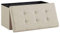 Puff Almacenaje Plegable Mikomika, Baúl de Almacenaje Multifuncional, Taburete Reposapiés, Banco de Cubo Soporta hasta 300 kg, para Sala de Estar, Dormitorio y Entrada - 76 x 38 x 38 cm (Beige)