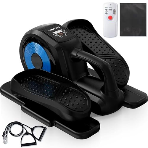 JUPPLIES Mini Eliptica Eléctrica para Personas Mayores con 12 Velocidades y Control Remoto - Pedaleador Eléctrico Silencioso con 2 Bandas de Resistencia, Pantalla LED, Pedales Antideslizantes