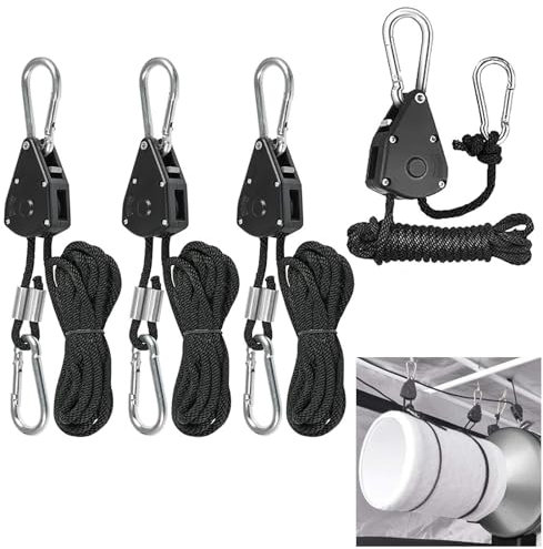 Ratchet Hanger, 4 Stück Ratchet Hanger Duty Heavy, Einstellbare Seil Seilhaken Ratsche Seilratsche 2M, Duty Heavy Rope Seilratsche mit Haken, Verstellbarer Seil Ratsche, Seilratsche mit Haken