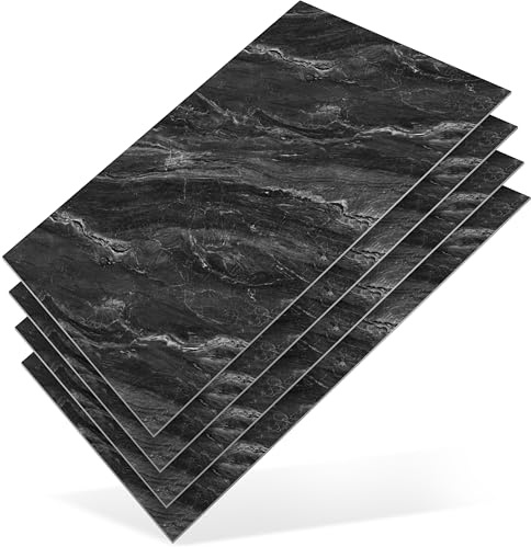 WANEELL 3D PVC Wandpaneele Marmoroptik – 4 Stück 120×60 cm – wasserfeste Wandverkleidung für Bad, Küche, Wohnbereich, Büro & Hobbyraum – einfache Montage ohne Bohren- Lava Flow