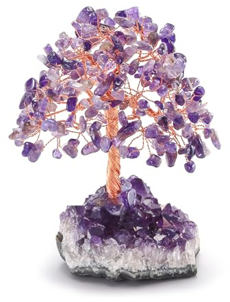 RelaxNest Crystal Tree Amethyst Money Tree | Purple Tree of Life Desk Decor | Zen Office Accessories, Unique Birthday Gift for Women, Positive Energy Crystal Art (Amethyst)