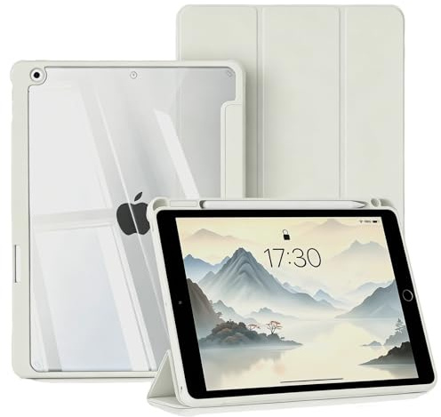 BQDIYOO Hülle für iPad (A16) 11./10. Generation 2025/2022, Weiß | Schutzhülle mit Stifthalter transparenter Rückseite, Auto Schlafen/Wachen,Unterstützt Touch ID