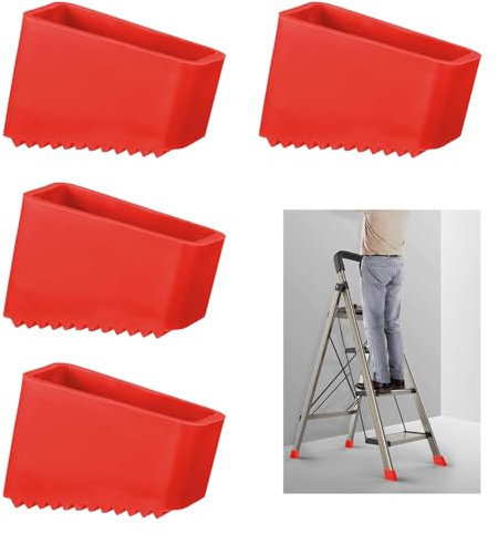 4 Pièces Couvre-Pieds d'Echelle, Embout Escabeau Universel en Caoutchouc, Patin Echelle Antidérapants pour Échelles Télescopiques et Escabeaux, Capuchons de Remplacement Résistants, Protection Sols