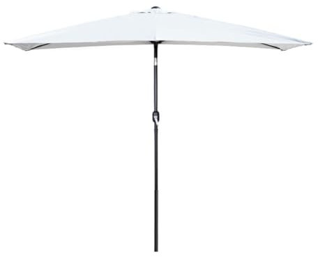 CWCQGH Gartenschirme 2,4 x 1,2 m, rechteckig, für die Terrasse, Gartenschirm mit Kurbel, UV-Schutz, wasserdicht, Marktschirm für Terrasse, Hinterhof, Rasen,One Color-White