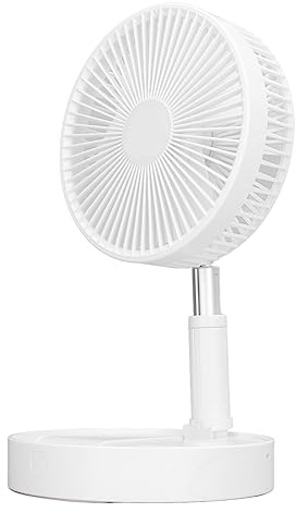 Jectse USB Stand Fan, Folding Portable Telescopic Floor USB Desk Fan with 4 Speed, 14.2in to 39in Height Adjusting, Quiet Rechargeable Battery Powered Desktop Table For Home Outdoor (3600mAh)