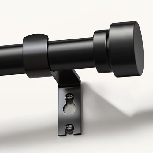 Gormena Black Curtain Pole Extendable Metal 80-148cm for Eyelet Curtains
