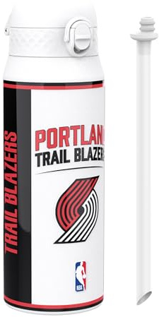 NBA Portland Trail Blazers Gourde Thermique Avec Paille Amovible, 750ml/24oz, Bouteille Étanche À Isolation Sous Vide, Facile À Ouvrir, Verrou Sécurisé, Passe Au Lave-Vaisselle, Couvercle Rabattable