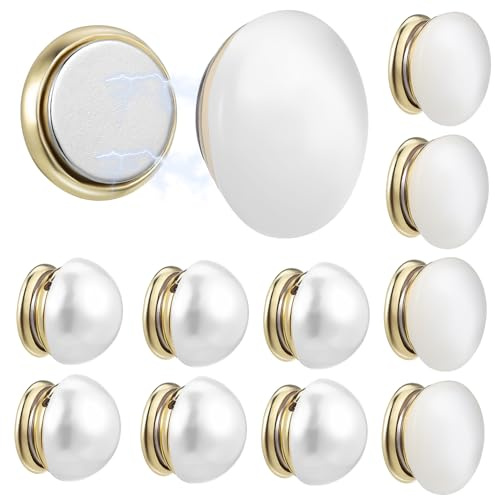 BEBEMOKO Magnetische Broschenknöpfe mit Perlen und Schleiergewichten 12 Stück für Hijabs und Kleidungsstücke Geeignet für Festliche Anlässe und Tägliche Nutzung