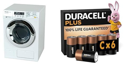 Theo Klein Miele Waschmaschine, 4 Programme/Sound, 3+ Jahre, & Duracell Plus C 6 Stück