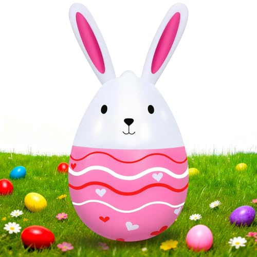 DIELOVEHUA Aufblasbare Osterhase, Große Aufblasbare Osterhase 40 cm, Niedliche Bunte Kaninchen, Ostern Thema Party Deko, für Ostern Drinnen Draußen, Garten Rasen Urlaub Vordertür Dekoration (A)