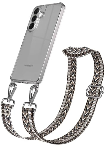 EAZY CASE Handykette - Verstellbares Taschenband kompatibel mit Galaxy S26 Plus, Schulterriemen, Handykordel mit Silikon Hülle, Umhängetasche, Grau Schwarz Silber