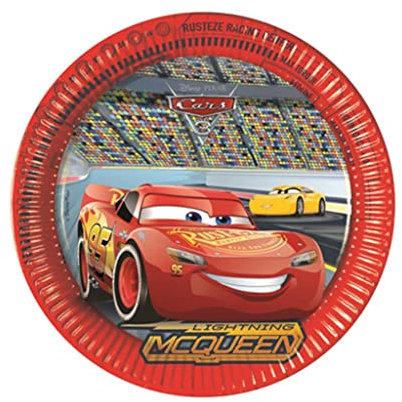 Generique - 8 Paper Plates Cars 3 23 cm